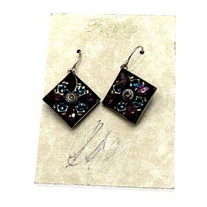 Firefly Fuchsia Earrings With Multicolor Gemstone Design & Silver Hooks
